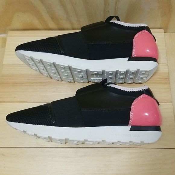 Balenciaga Race Runner Leather Mesh Black/Pink Women’s Sneacker Sz 40 ( 9 1/2) - Picture 6 of 10